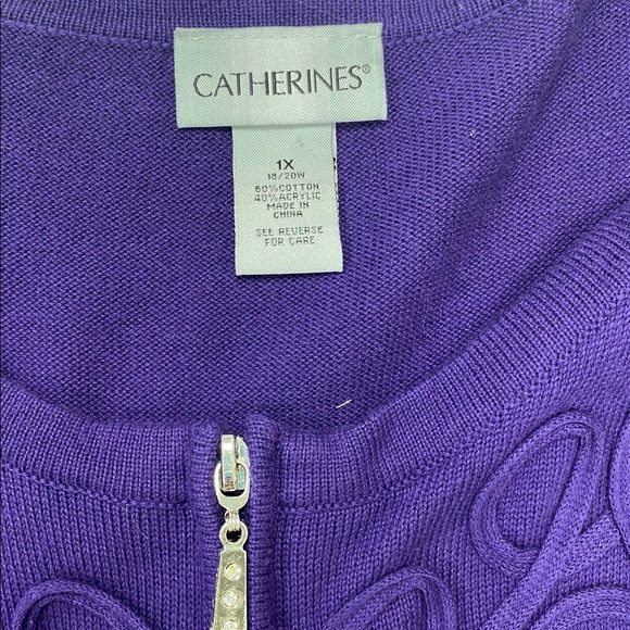 Catherine’s Purple Long Sleeve Zip Frnt Sweater 1x - Picture 5 of 8